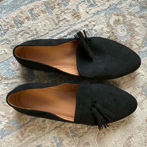 J. Crew Black Tassel Suede Loafers